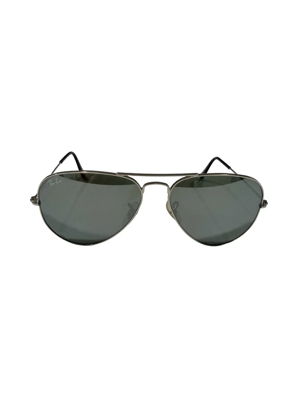 Ray-Ban Aviator Sunglasses in Silver Frame with Green Lenses